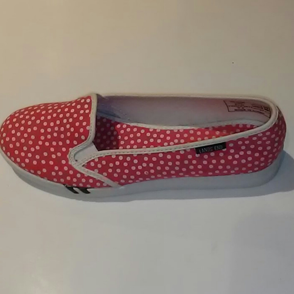 Lands End slip on sneakers polka dot